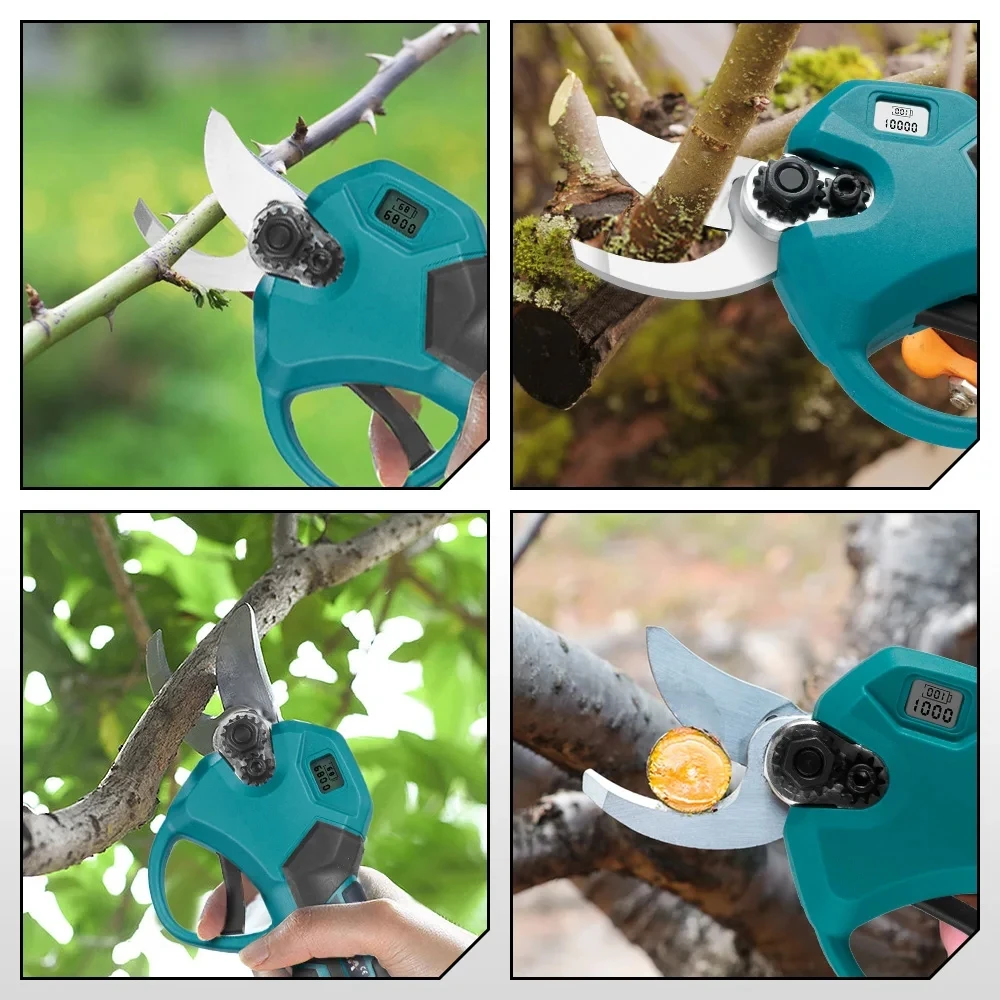 30mm Brushless Electric Pruner 2 Gears Rechargeable Scissors Bonsai Fruit Tree Garden Shear Power Tools For Makita 18V Battery