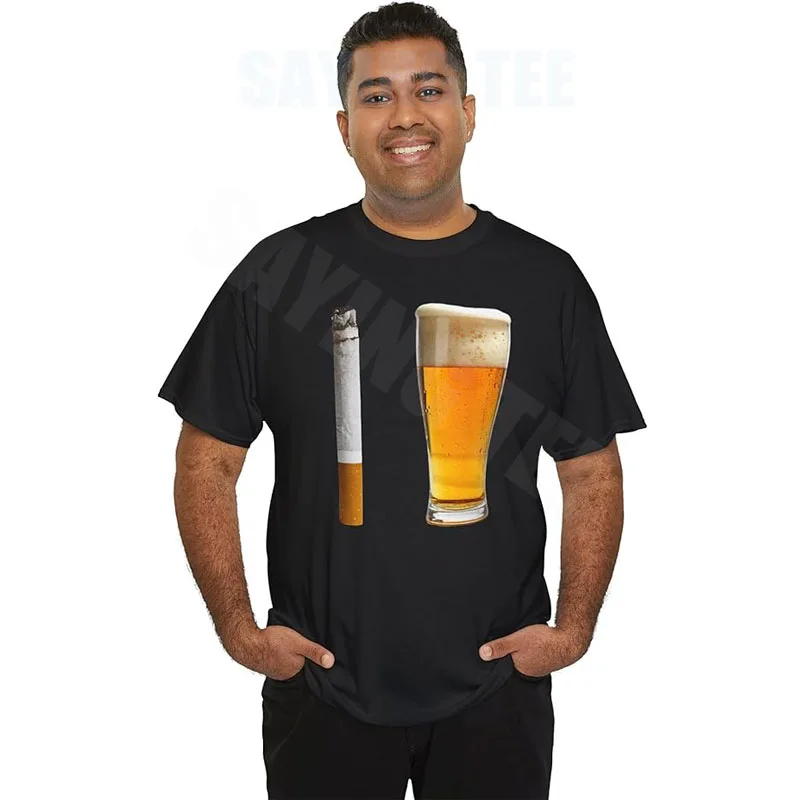 Bier- und Zigaretten-Shirt, Edgy Dank Memes Y2k T-Shirt für Damen und Herren, Neuheit, Scherzgeschenk, Humor, lustige Streetwear-Kleidung, Lifestyle – Detail 6
