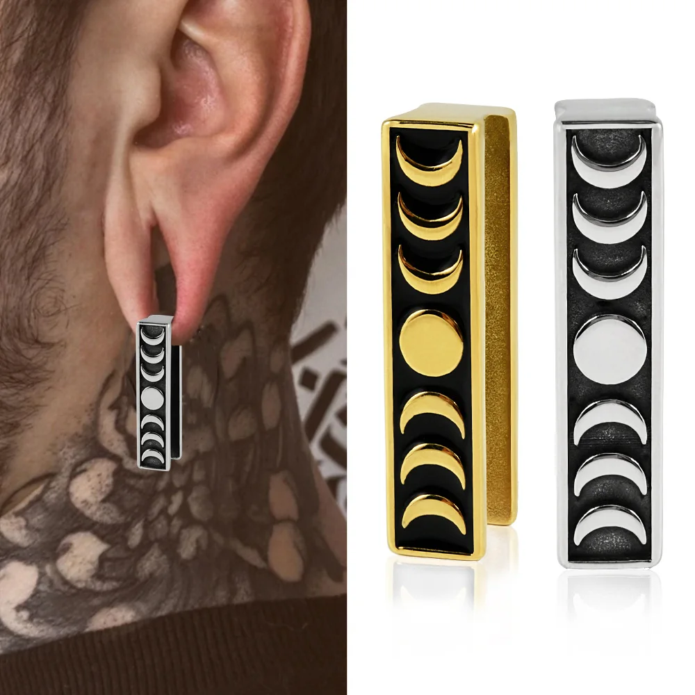 1PC Surgical Steel Moon Sun Strip Ear Lobes Ear Hangers Weights Gauges Ear Plugs Earring Expanders Stretched Piercing Jewelry