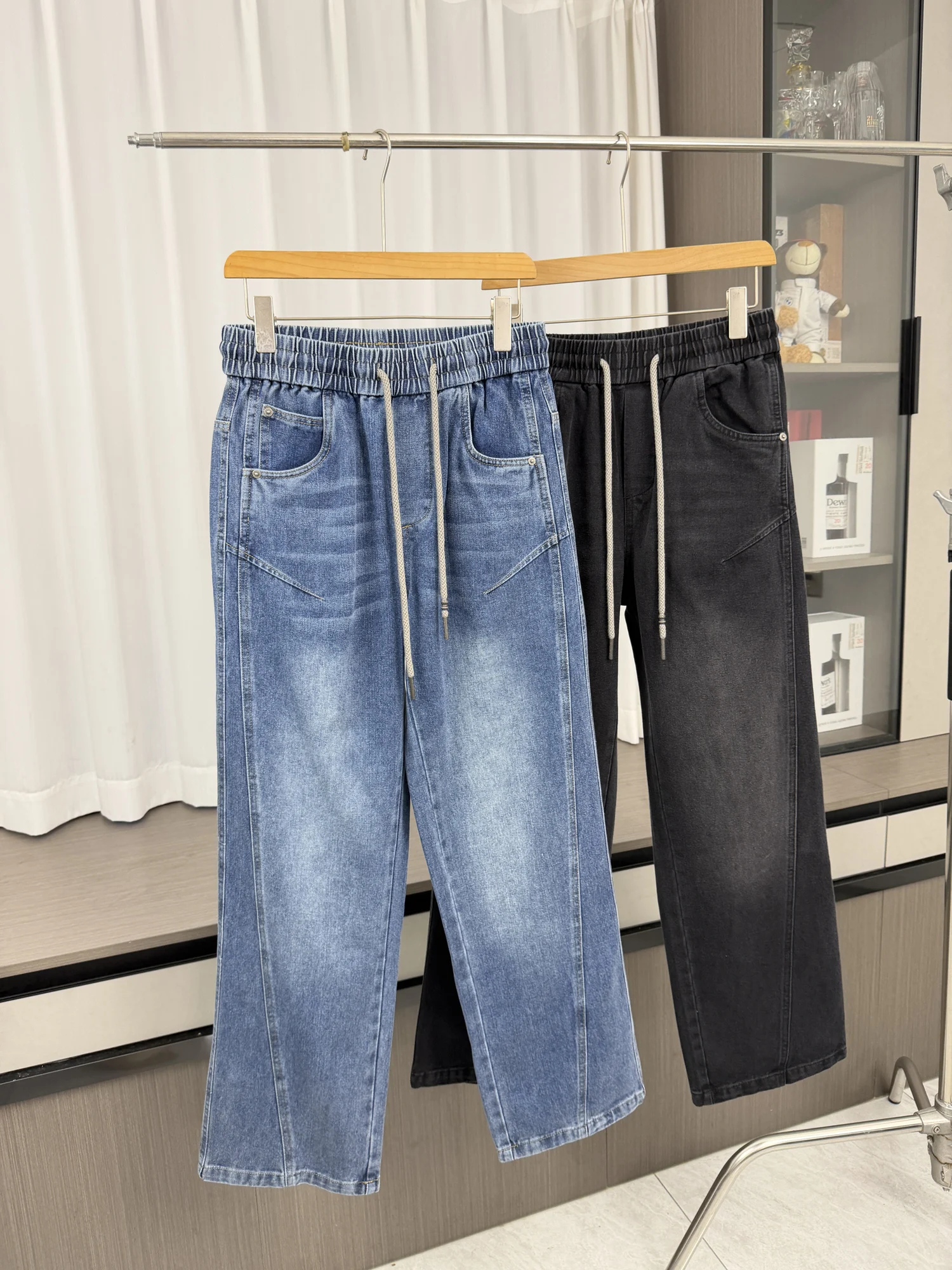 Recommended Men's Fashionable Urban Style Straight Leg Jeans Elastic Waist Breathable Comfortable Autumn Casual Denim Pants