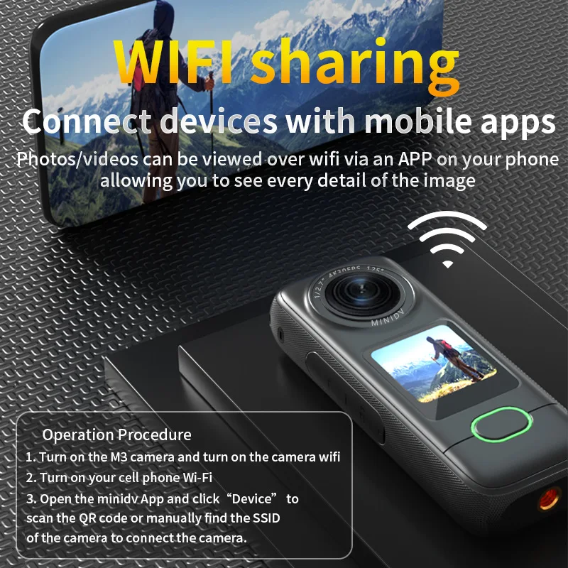 Anti Shake Driving Recorder Camera Pocket Thumb Sports Camera Waterproof Touch Screen 4K Video HD Lens