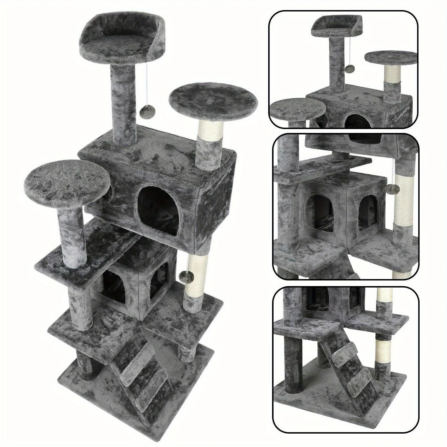 

54" Cat Tree Tower Multi-Level Cat Condo with Scratching Post Kittens Activity