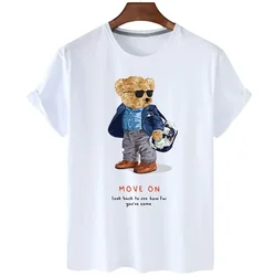 Bear Harajuku Summer Tshirt Fashion Cartoon Backpack Bear Print Short Sleeved T Shirt Women Casual O-Neck Top Tee Unisex T-shirt