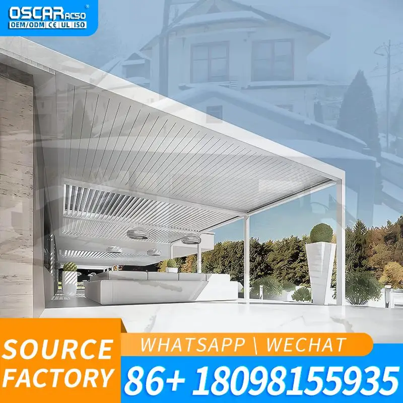 3x6m Curved Bracket Electric Retractable Motorized Aluminium Gazebo for Garden Patio Backyard pergola