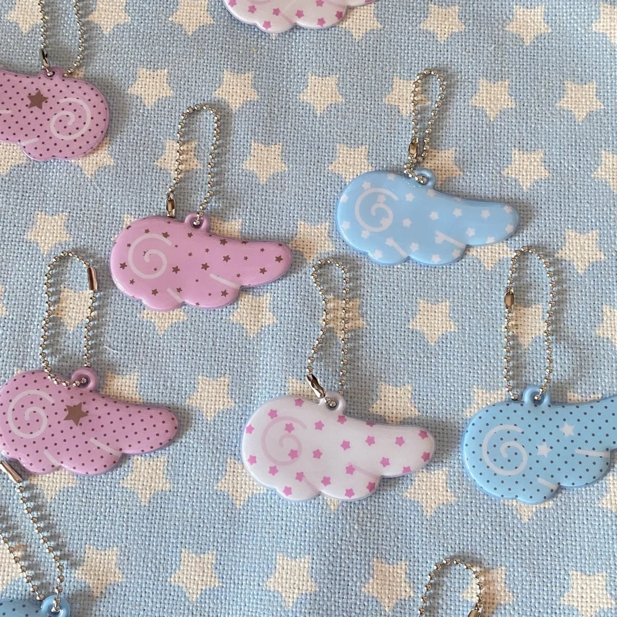 

Kawaii Japanese Y2k Style Angel Wing Pendant Photocard Holder Bead Chain Pendant Cute Backpack Keychain DIY Hanging Decoration