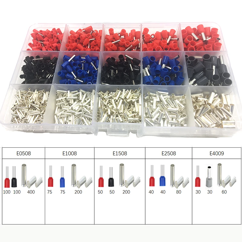 1375-780pcs Bootlace Wire Ferrules Terminator Kit Electrical Crimp Tubular Terminal Connector Box-packed Crimping Terminals Kit