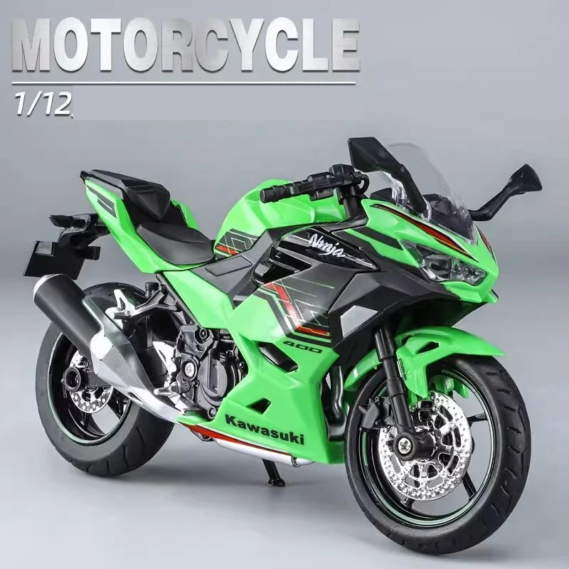 

1:12 Модель мотоцикла Kawasaki Ninja 400, металлическая уличная модель мотоцикла, коллекция звуков и света, подарок для детей