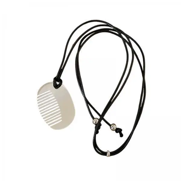Aesthetic Comb Pendant Necklace Long Black Rope Acetate Fashion Jewelry Sweater Chain for Daily Wear Party