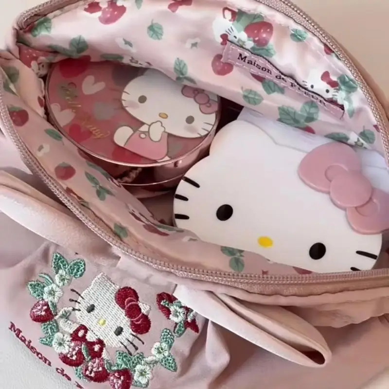 Kawaii Hello Kitty Little Twin Star Cute Bow Anime Printing Organizer Bag Large Capacity Shell Makeup Bag Birthday Gift for Girl