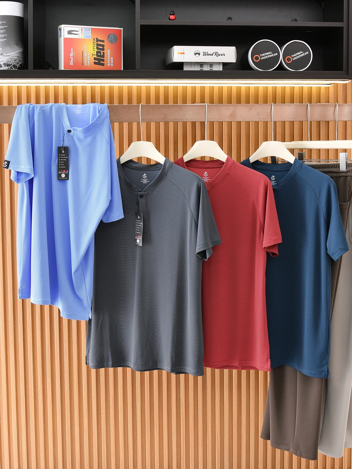 Men's Summer Outdoor Sports Stripe Quick Dry Short Sleeve T-Shirt Breathable Moisture Absorbent Henry Collar Polyester Fiber