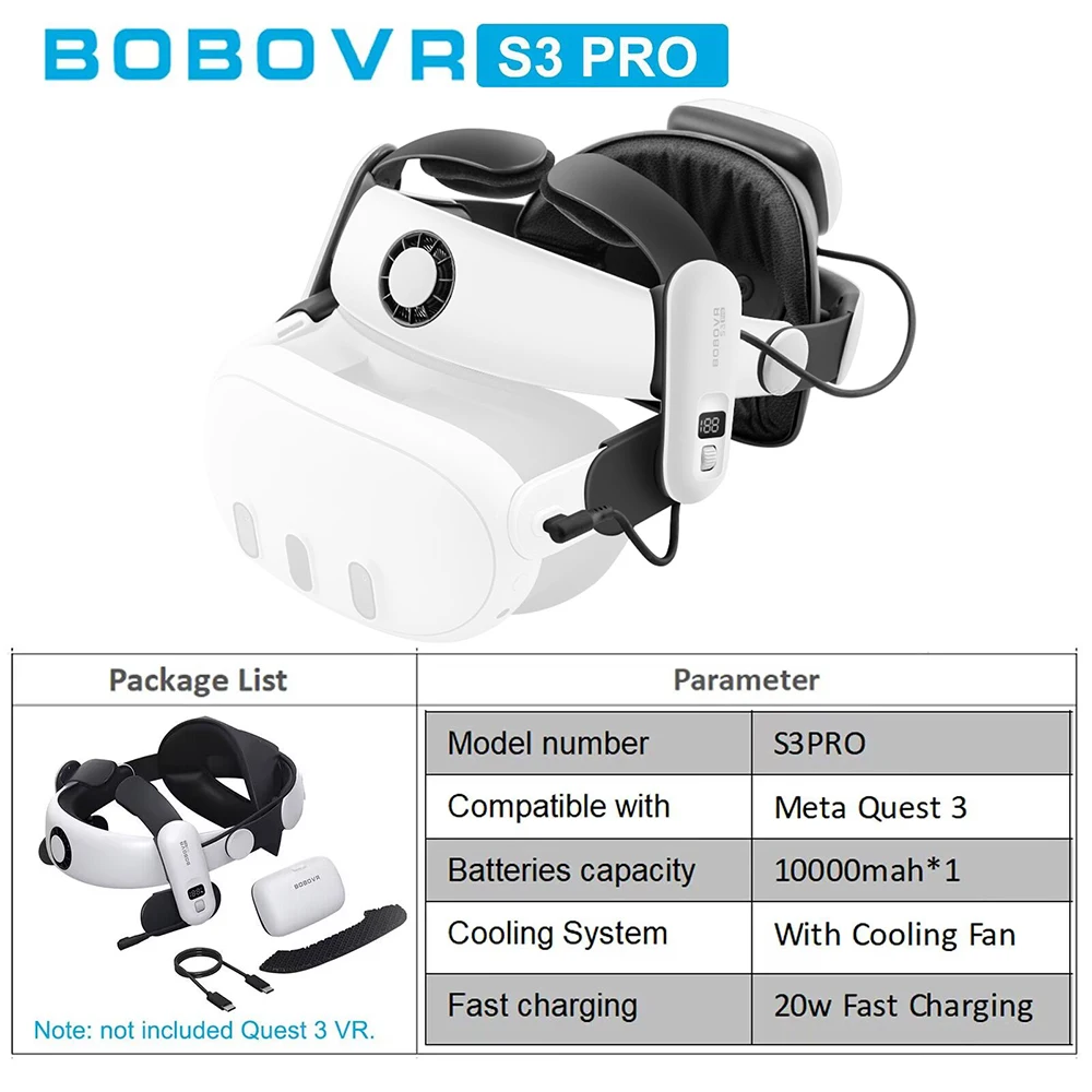 BOBOVR ヘッドストラップ メタクエスト 3 M3 最大 S3 プロスーパー