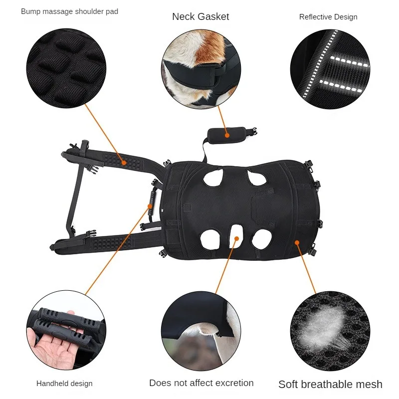 Pet Large Dog Backpack Large Dog Backpack Multi Functional Outdoor Bag Walking Assistance Stretcher Disability Assistance Wrap