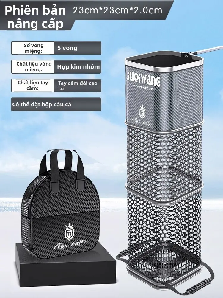 Vỏ Đựng Cá Vuông Di Động Chống Treo Lưới Nhanh Khô Cao Cấp Black Pit Trang Thiết Bị Nhỏ Túi Cá Vỏ Đựng Cá Bằng Lưới