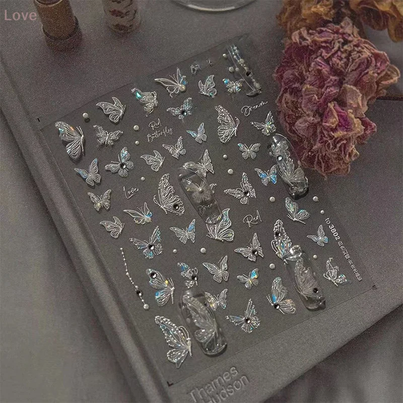 [L & P] فراشة شكل مسمار ملصق مع الماس مجسمة الإغاثة صائق لاصق مسمار الفن صالون لتقوم بها بنفسك مسمار الفن المتحمسين