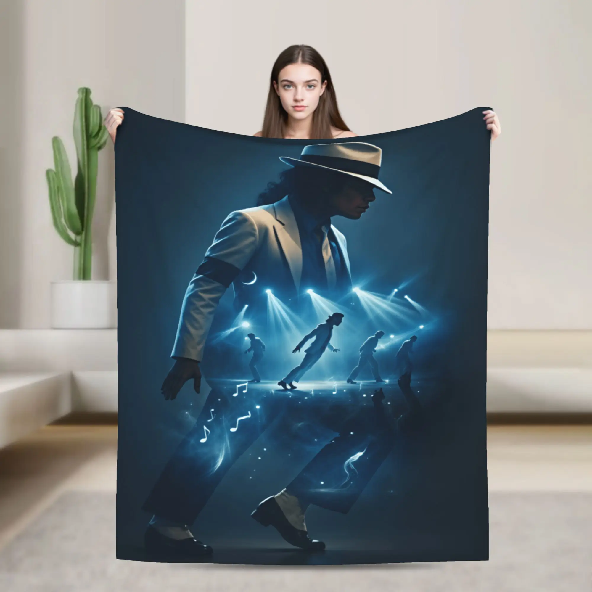 Top Star MJ in Blue Spotlight Blanket Quality Soft  Bedding Throws Winter Boy Girl Bedroom Funny Bedspread