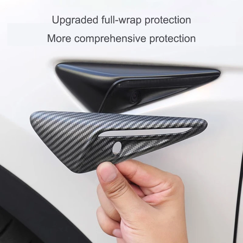 For Tesla Model Y 2021-2024 Side Camera Cover Decor Model 3 Highland HW3.0/4.0 Fender Camera Full Cover Carbon Fiber Texture