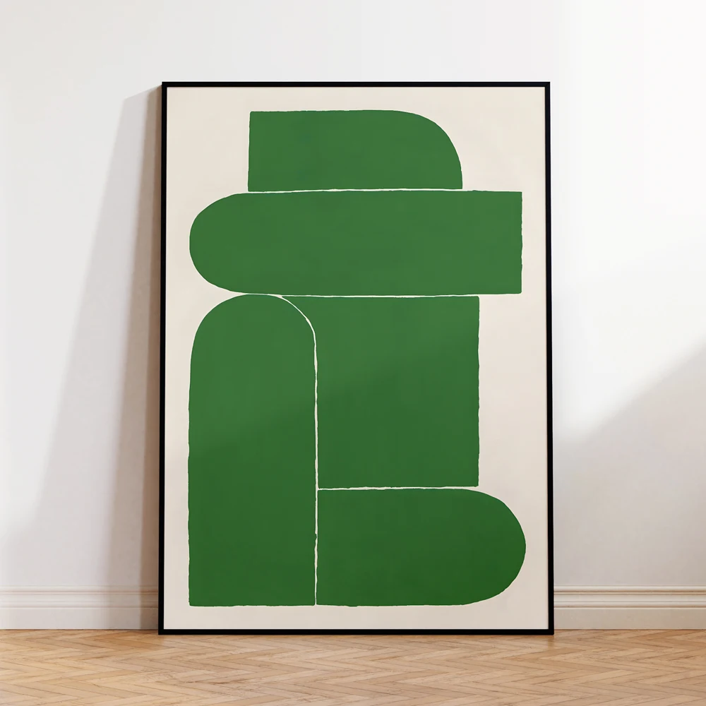 

Modern Abstract Hand Painted Green 9 PM Wall Art Aluminum Frame Prints Canvas Painting Poster for Living Room Home Decor