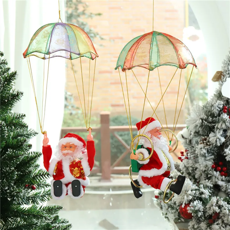 ZK30 2023 Funny Dancing Parachute Santa Claus Doll Toy Will Sing Electric Kawaii Children\'S Educational Christmas Toys