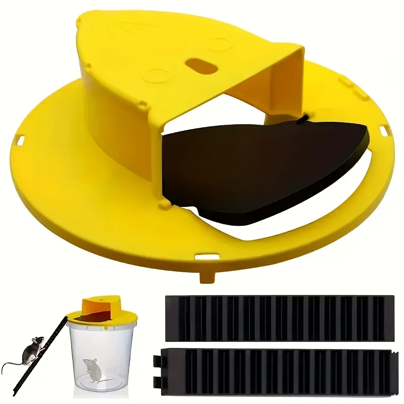 Cubo trampa para ratones reinicio automático amarillo: sin necesidad energía, trampa para roedores plástico duradero