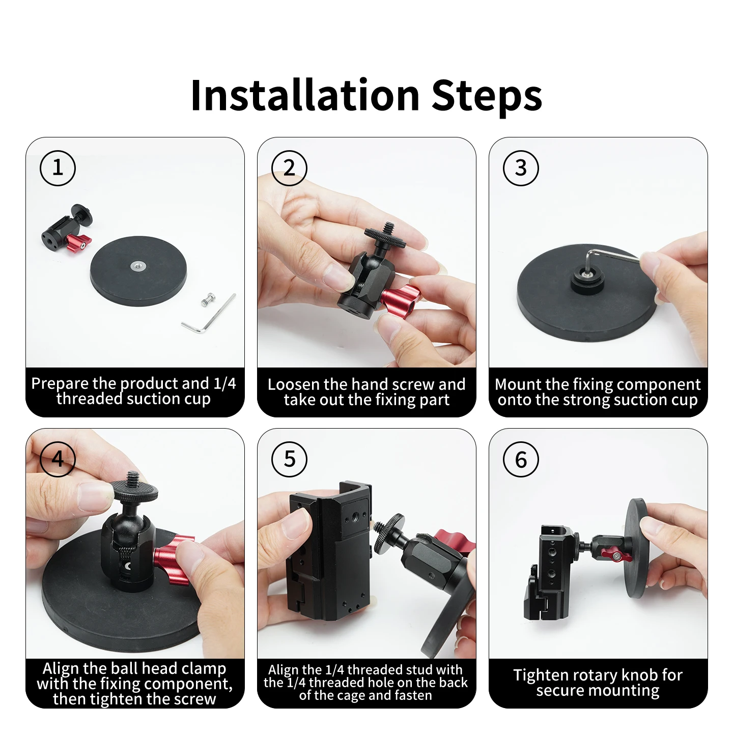 Magnetische Saughalterung für DJI Osmo Pocket 4 Pro Gimbal Aluminium-Käfig Magnetbasis 360° ° Kugelkopf für Metall-Oberflächenhalterung – Detail 6
