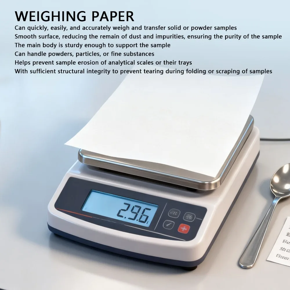 500 Pcs,60x60,75×75,120×120,150×150,200×200mm Square Shape Weighing Paper Smooth Surface Thickened Sheet Balance Weighing Paper