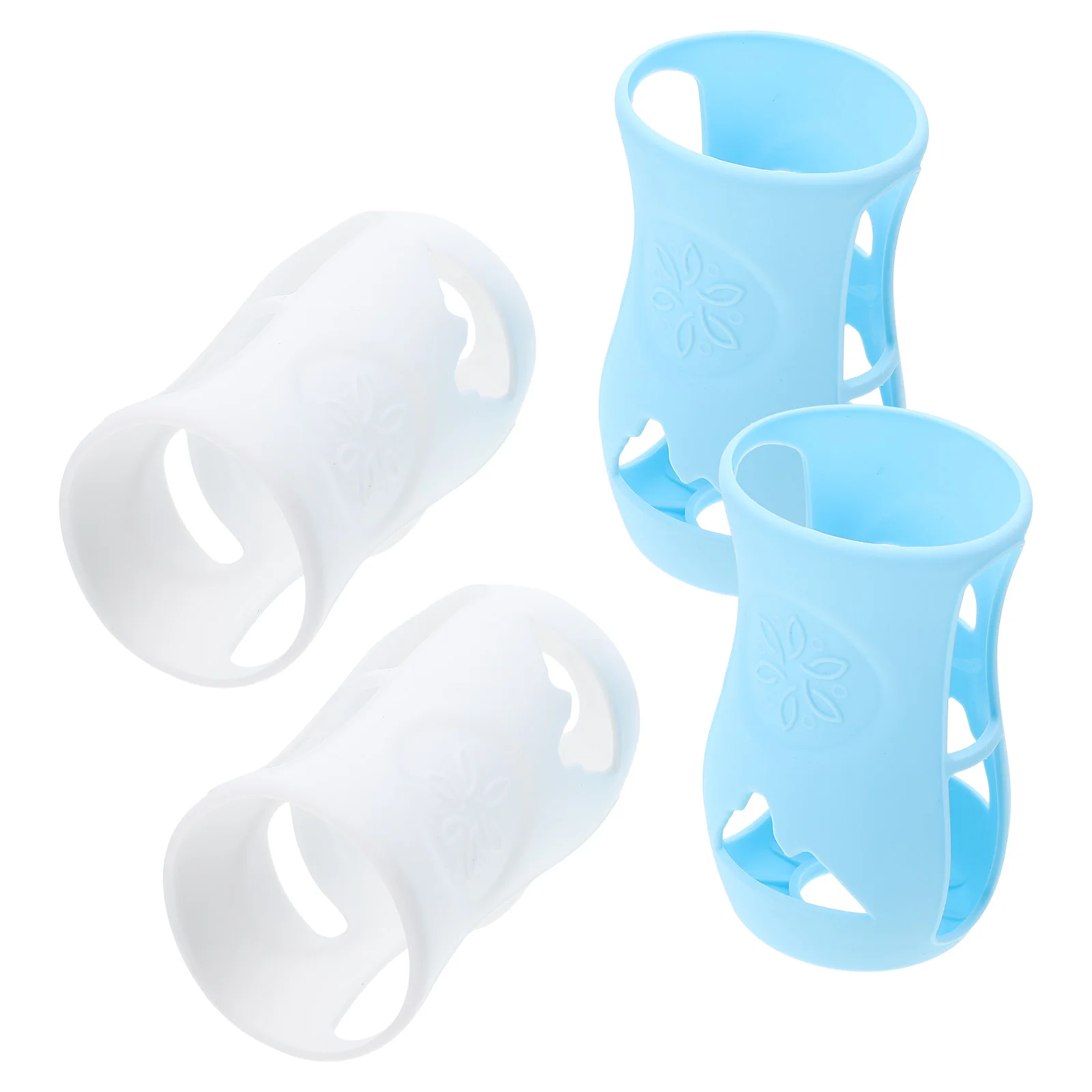 

4pcs 240ML White Bottle Sleeve Silicone Shockproof Anti Slip Protective Case For Milk Bottle Feeding