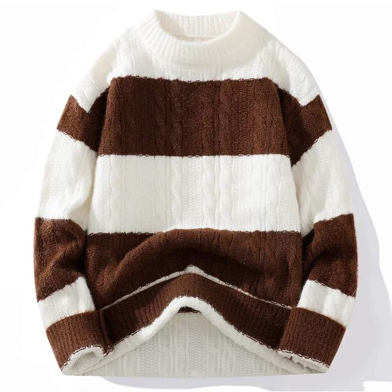 Maglione pullover girocollo casual alla moda da uomo nuovo, comodo top lavorato a maglia versatile e alla moda di alta qualità