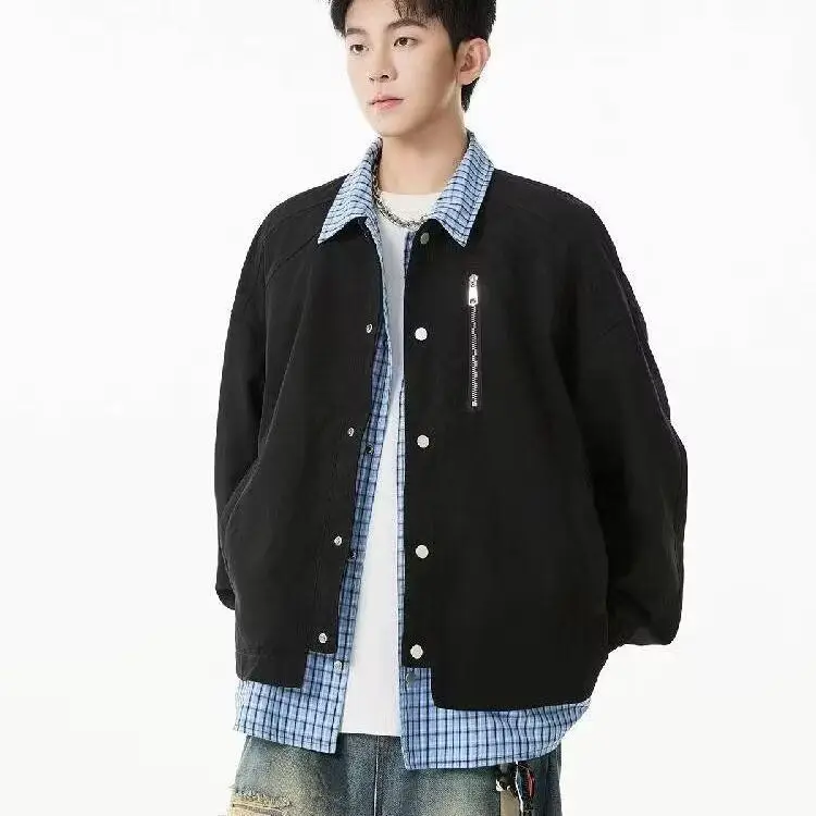 معطف NS76 للخريف والشتاء بنقشة مربعات وألوان متباينة، سترة فضفاضة للنساء مع تطريز، معطف طويل بأكمام طويلة وأزرار مزدوجة #3