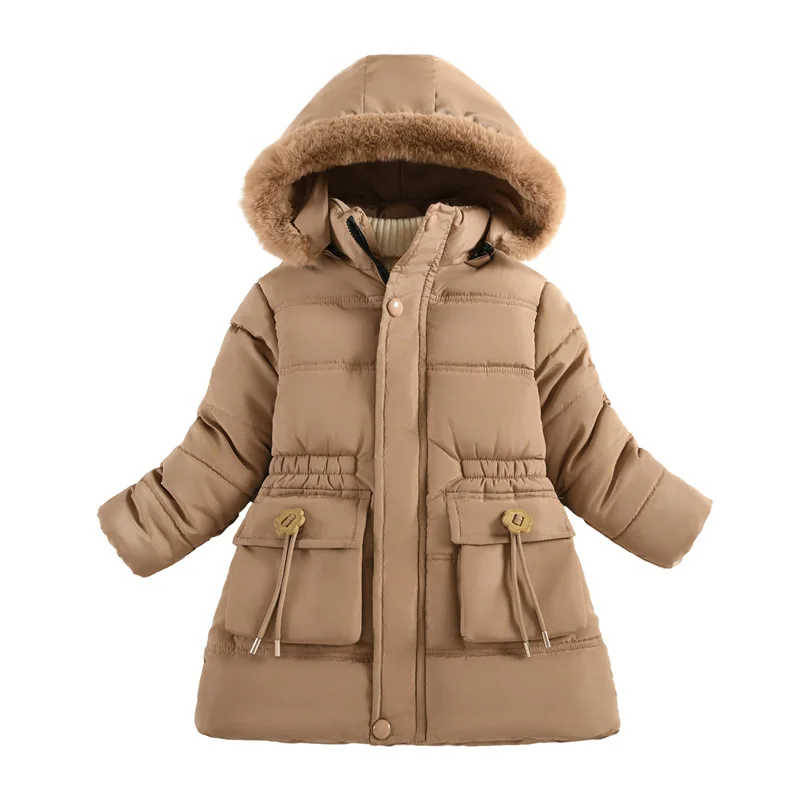 Veste d'hiver en coton pour enfants, nouvelle tendance, commerce extérieur, édition moyenne et grande, ceinture à boutons, taille fleur de prunier