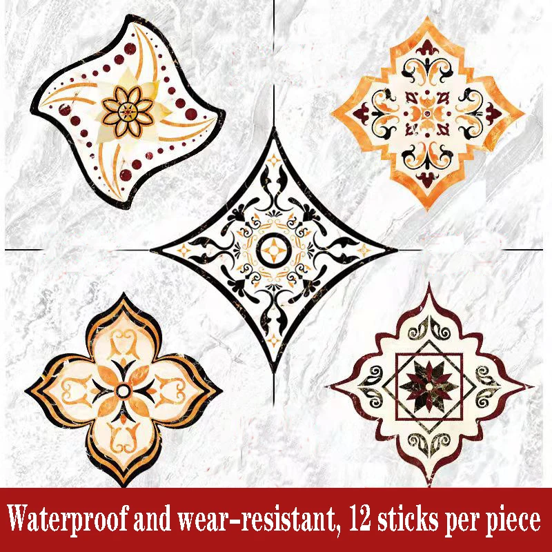 12pcsFloor tile tile stickers beautiful seam stickers diagonal stickers self-adhesive living room ground floor stickers decorati