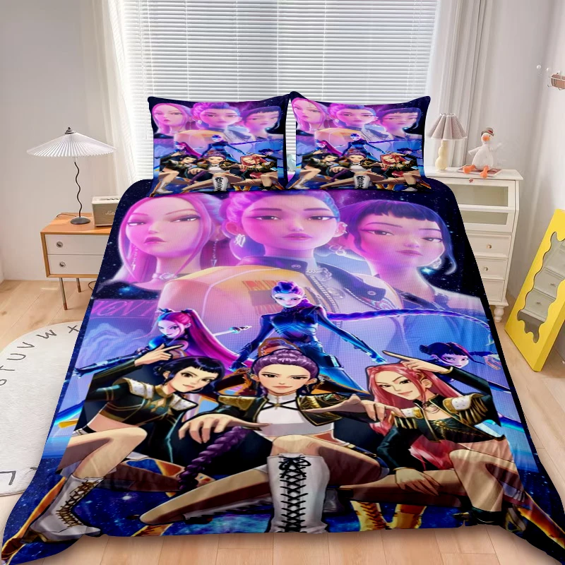 

Kids 3pcs Duvet Cover Set K-pop D-Demon H-Hunters Bedding Set Comforter Cover Teens Children Gifts Bedroom Decor