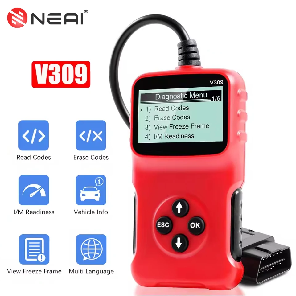 

OBD2 Scanner V309 Car Diagnostic Tool Engine Trouble Code Reader DTC Lookup Code Reader Display Sensor Data Full-Function Tool