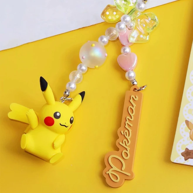 Echter Pokemon Schlüsselanhänger Pikachu Piplup Rowlet Alcremie Anime Actionfigur Handykette Riemen Schnur Schlüsselanhänger Anhänger Geschenk