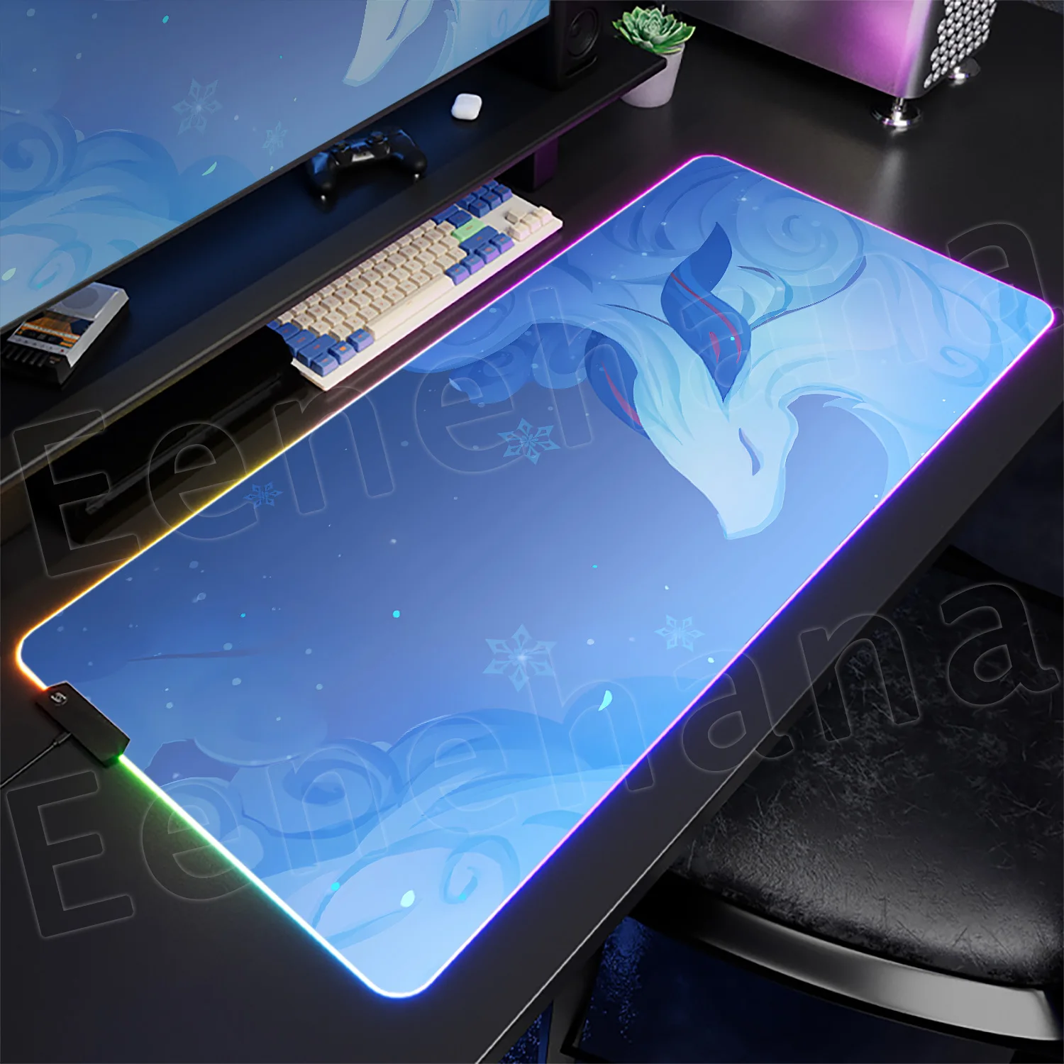 

Gaming Genshin Impact Ganyu RGB Mouse Pad Laptop Office Accessories Large Non-slip Desk Mat Computer Gamer Luminescence Keyboard