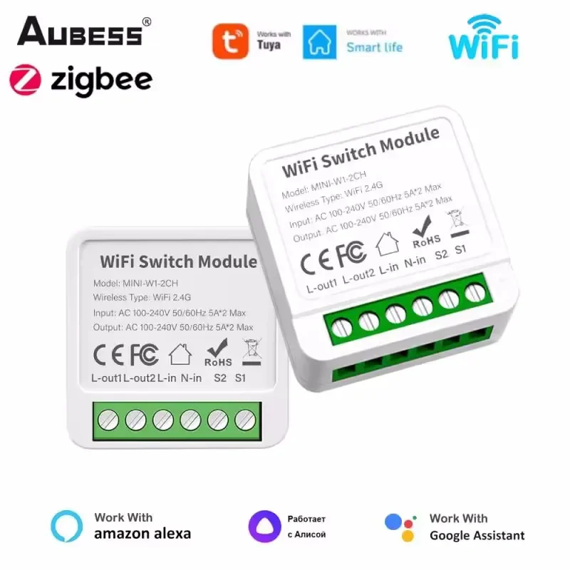 Tuya wifi/zigbee 16a mini interruptor inteligente 1/2/3/4 gang suporte controle bidirecional para vida inteligente alexa google casa yandex alice