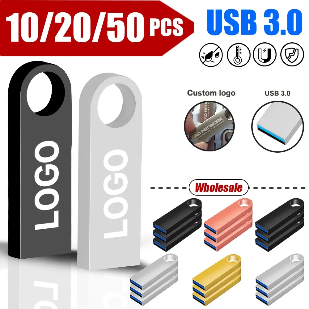 10/20/50PCS/set Memory Stick 8GB Metal Usb 3. 0 Flash Drive 16GB Pen Drive 32GB 64GB Free laser Usb Stick for Photography Gifts