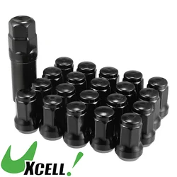 UXCELL Wheel Lug Nut Cone Seat 32mm Screw with Socket Key Black 1 Set M12x1.25 Heptagon Lugnuts