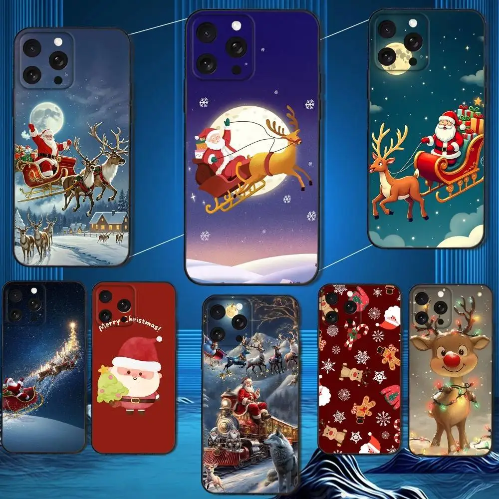 

C-Christmas Santa C-Claus Phone Case For iPhone 16,15,14,13,12,11 Plus,Pro Max,XS,X,XR,SE,Mini,8,7,Soft Silicone Black Cover