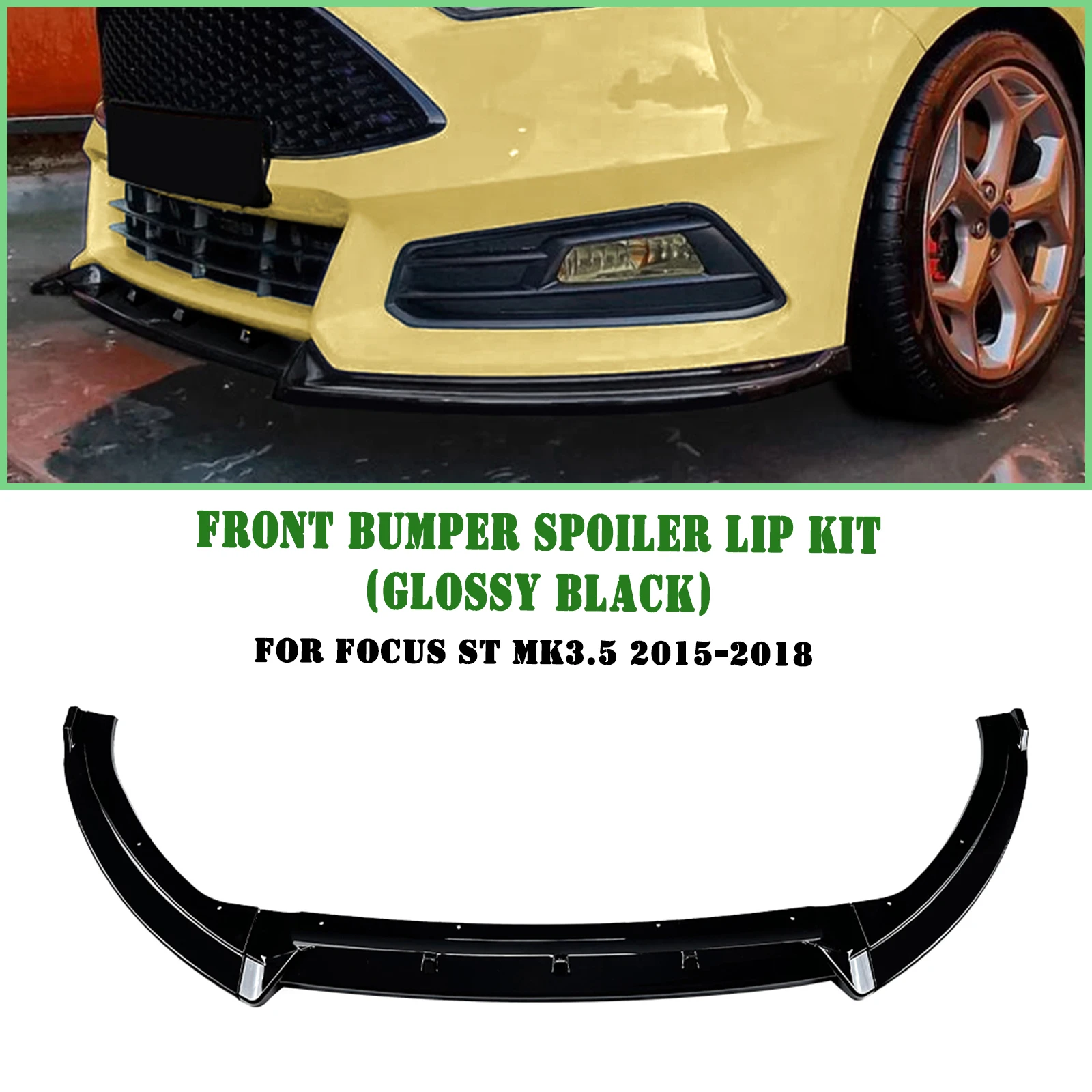 Front Spoiler Lip Lower Car Lower Splitter Blade For Ford Focus ST MK3.5 2015-2018