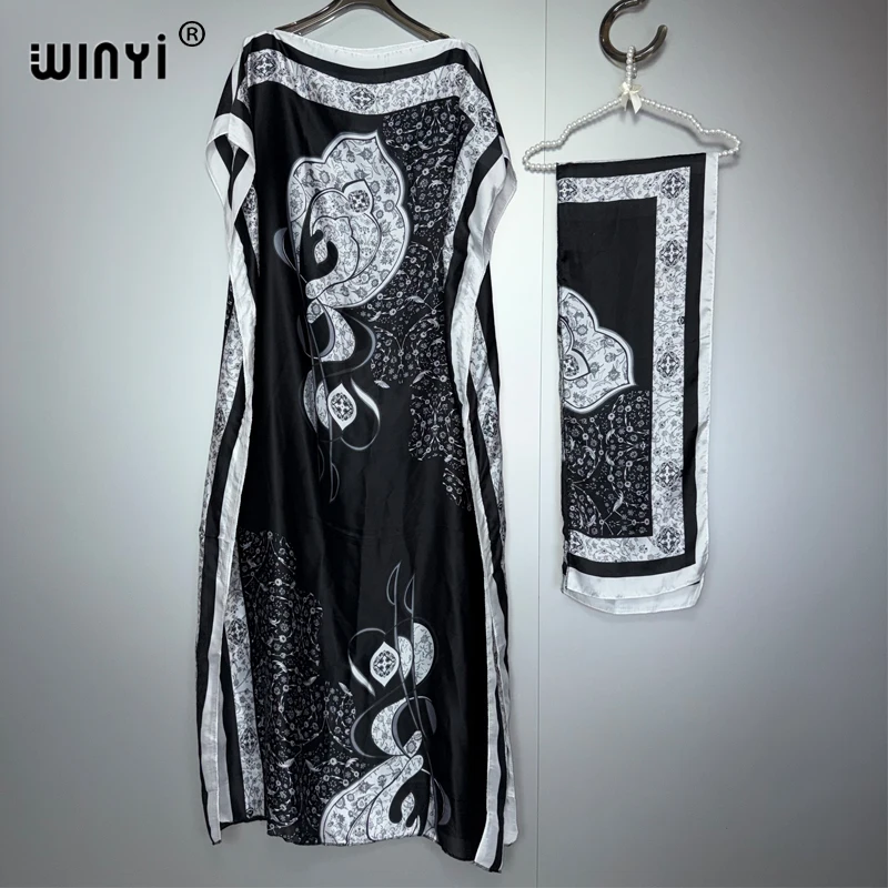 

Мусульманское африканское платье WINYI для женщин, абайя, роскошный кафтан из Дубая, элегантное вечернее платье макси, пляжная накидка.