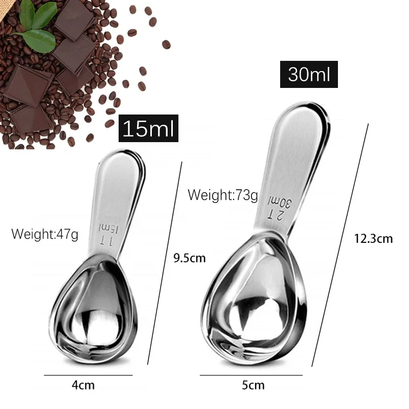 Stainless Steel Coffee Measuring Spoons 15ML/30ML Coffee Scoop Endurance Short Handle Coffeeware Kitchen Coffee Accessories