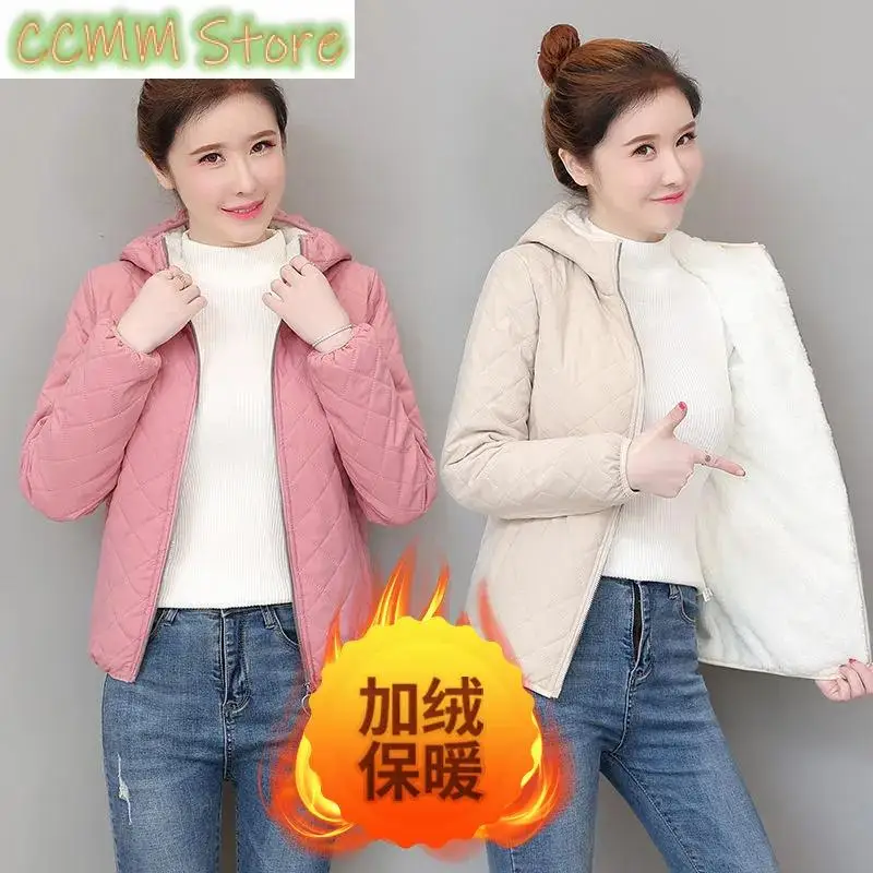 

Winter Lambswool Coat Small Cotton-Padded Coat Women's Short Parkas Warm Cotton Jacket Joker Hooded Outwear Ladies Overwear