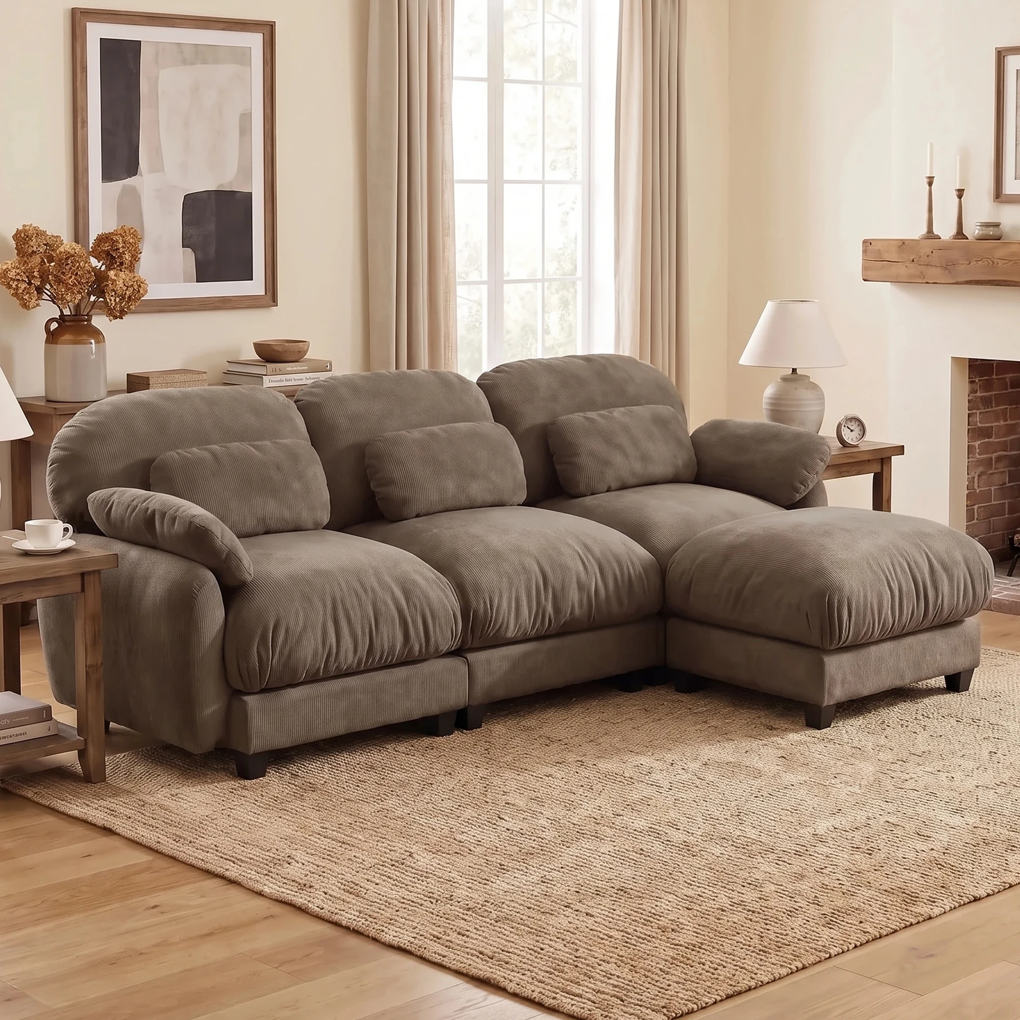Aliexpress 104.3" 3 Seater L-Shaped Cloud Feel Modular Sofa Set With Single Movable Ottoman Plush Chenille Deep Seat Comfy Couch Flexible Free Combination Upholstered Sectional Sofa With Throw Pillows Modern Soft Cloud Sofa Chaise Lounge for Family Living Room - Aliexpress Deal