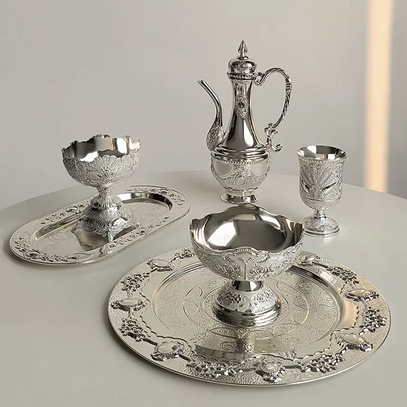 Electroplated real silver afternoon tea tableware high-end sense light luxury high-value fruit dessert plate