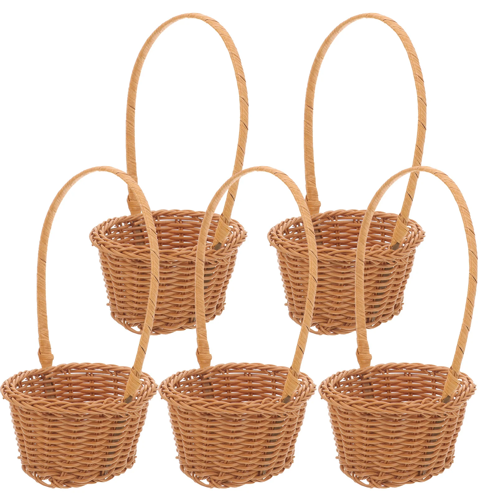 5 قطعة المنسوجة يدويا البيض على شكل سلة للزهور ريفي سلة التخزين مع مقبض للمنزل ديكور نزهة الهدايا حامل زهور الزخرفية