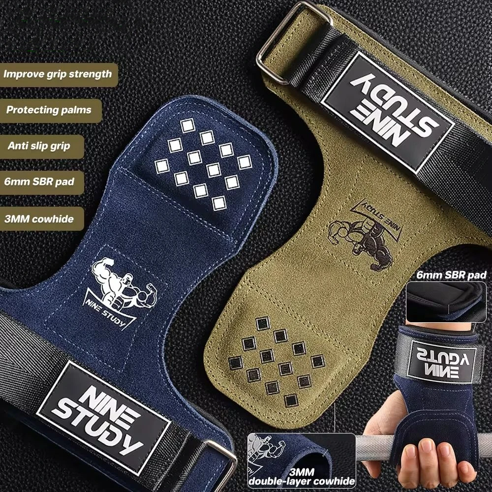 1 par de correas eléctricas SBR para Fitness, correas de muñeca de cuero para flexión de bíceps, correas de potencia ajustables resistentes al desgaste para peso muerto