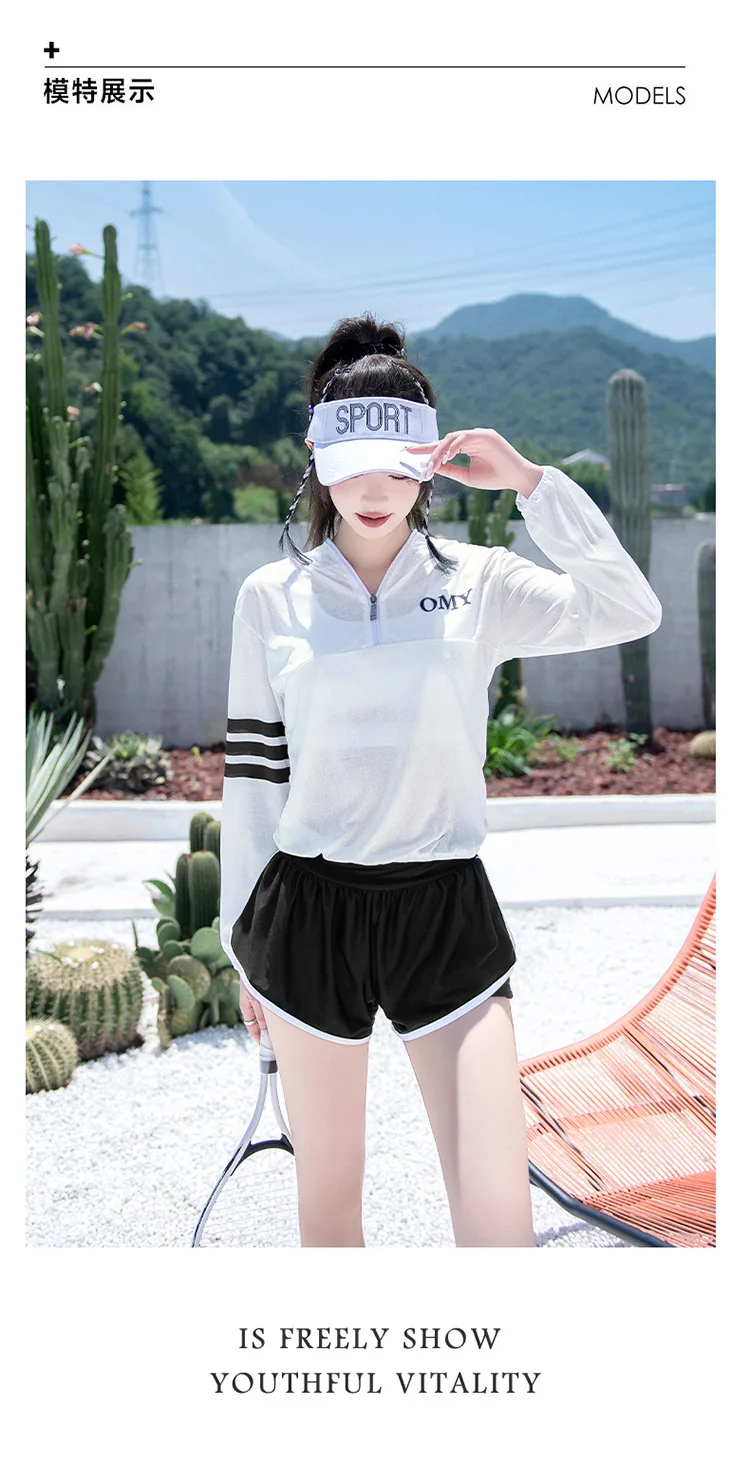 Swimsuit Women Summer Advanced Feeling New Conservative Split Three Piece Cover-up Sunscreen Student Flat Angle Sports Swimwear