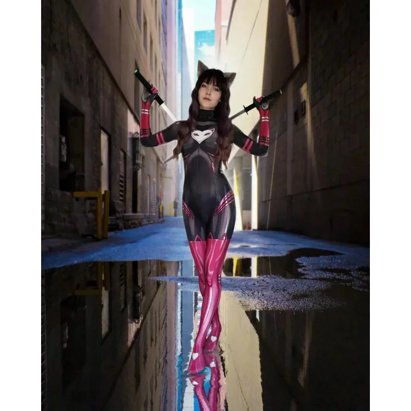 Miss Meow Cosplay Costume Female Woman Girls Anime Superhero Adults Kids Zentai Halloween Bodysuit Party Jumpsuit