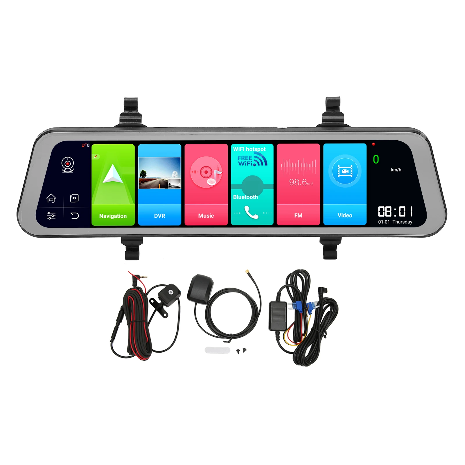 Mirror Dash Cam 10in Touchscreen 4G WIFI Loop Recording G Sensor Rearview Mirror Driving Recorder