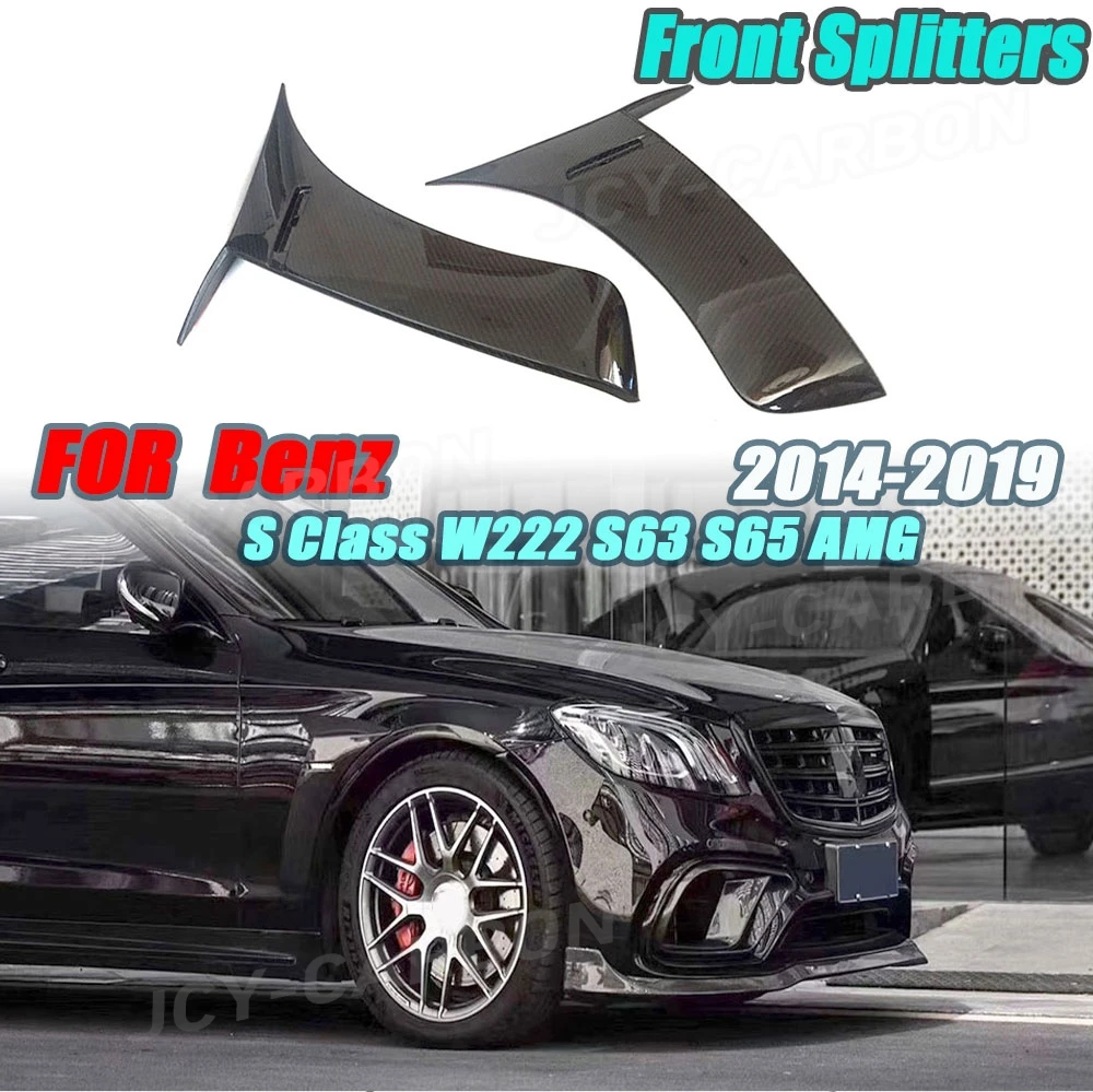 

JCYECF Carbon Fiber For Mercedes Benz S Class W222 S63 S65 AMG Car Styling 2014-2019 Front Bumper Side Fins Canards Splitters